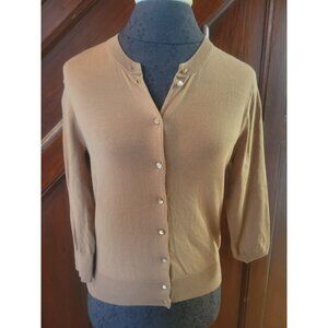 J. Crew Womens Camel Brown Cotton/Nylon Button Cardigan Sweater Size Small